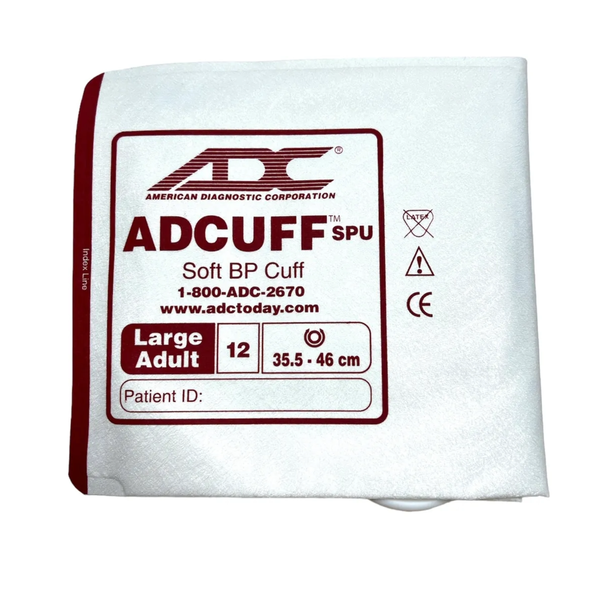 ADC ADCUFF Single-Patient-Use Blood Pressure Cuff – Large Adult, Burgundy, 1 Tube, 20/Pack