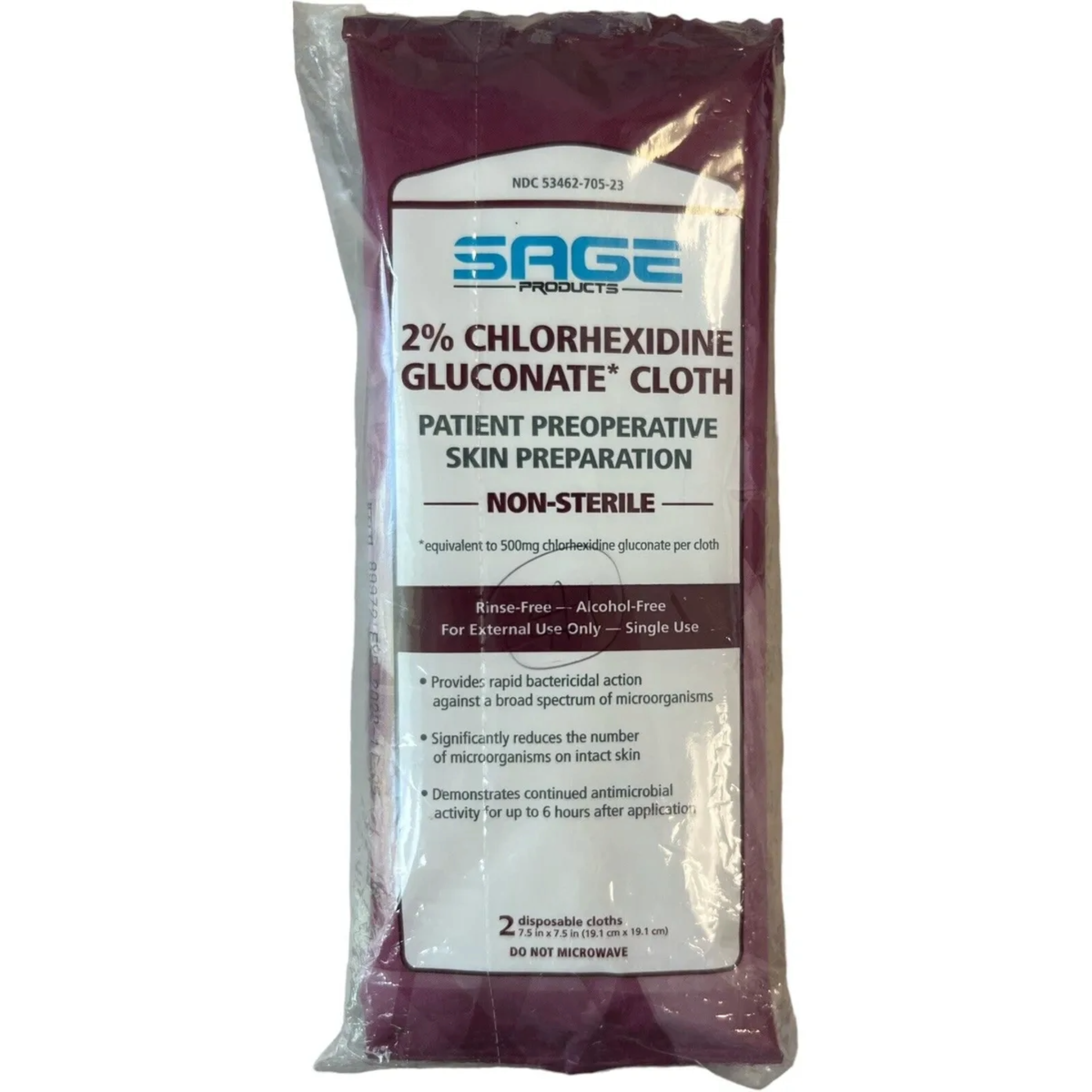 Sage 2% Chlorhexidine Gluconate Cloth – NDC 53462-705-23