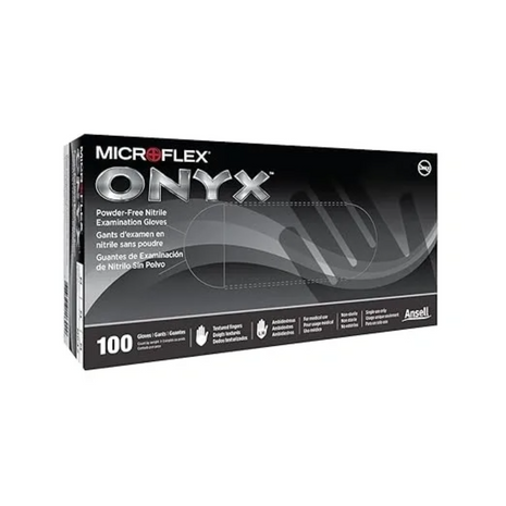 Microflex Onyx N641 Powder-Free Nitrile Exam Gloves – Black, Size Small, 100/Box