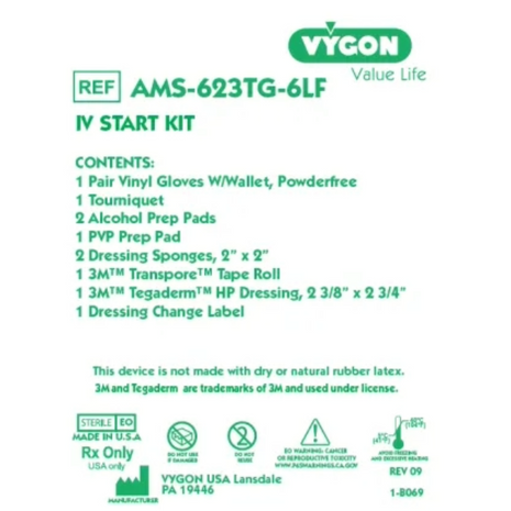 VYGON AMS-623TG-LF IV Start Kit – Latex Free, 50/Box