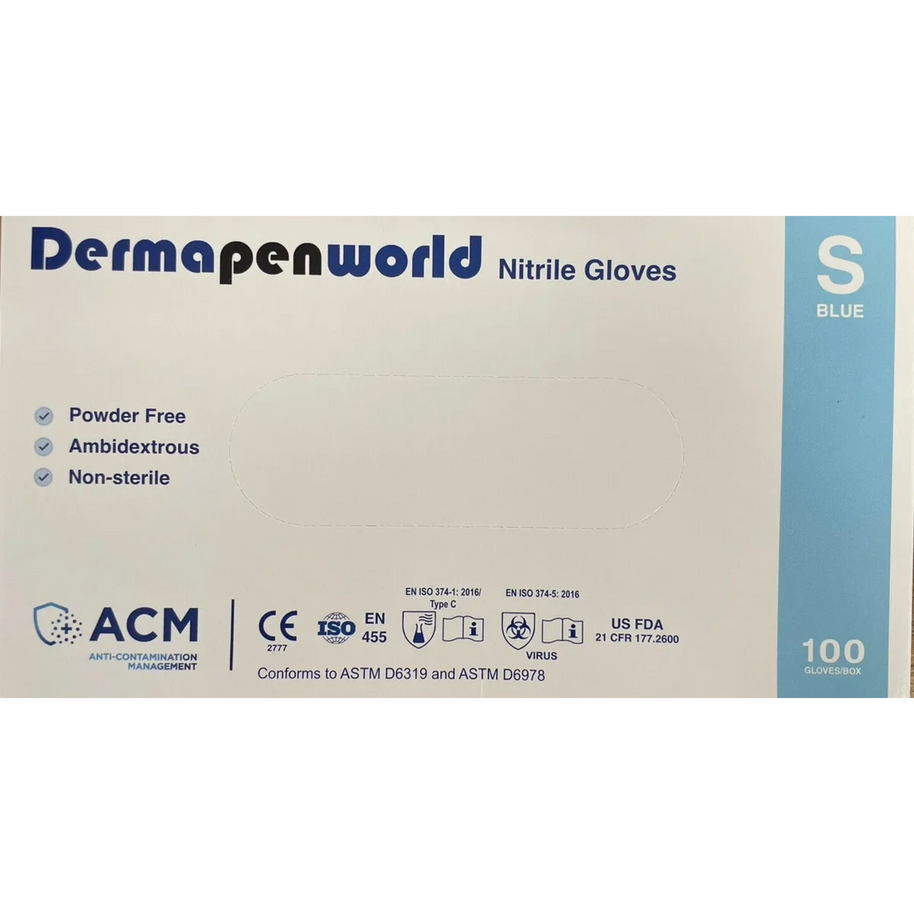 Dermapenworld Nitrile Examination Gloves – Large, Powder-Free, 100/Box