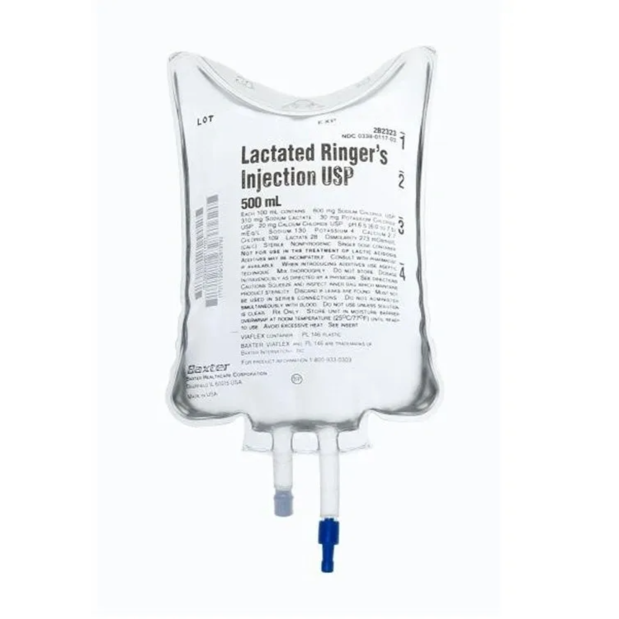 Baxter 2B2323Q Lactated Ringer's Solution IV Flexible Bag – 500 mL, 24/Case