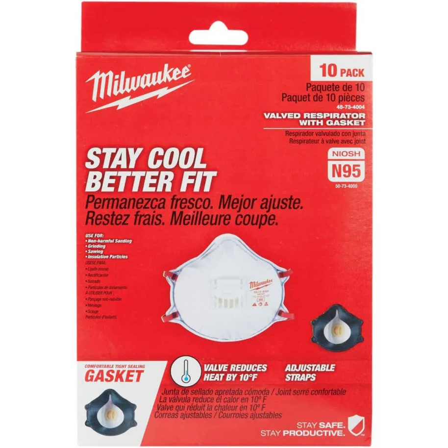 Milwaukee NIOSH N95 Mask – 10/Pack, New