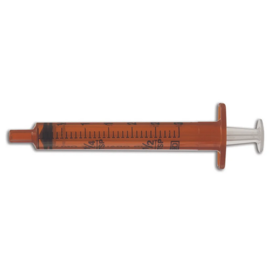 BD Medical Systems Oral Syringe with Tip Cap, 5 mL Capacity, Amber - 100 CT