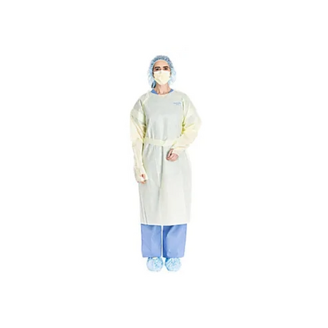 Halyard 69311-00 Tri-Layer AAMI2 Over-The-Head Isolation Gown, Yellow, X-Large, 100CT