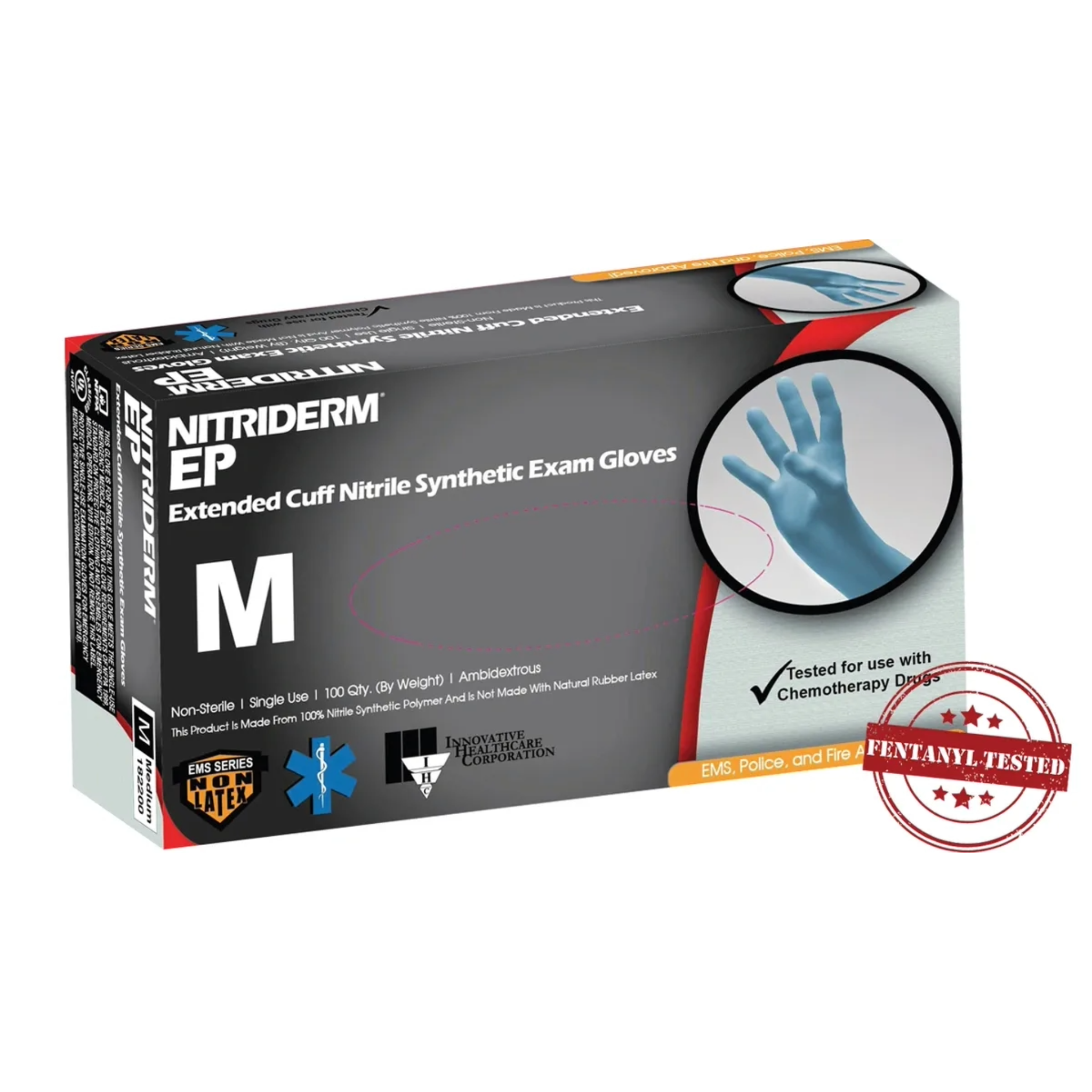 NitriDerm EP Nitrile Exam Gloves, Extended Cuff, Non-Sterile, XX-Large - 1 Case (10 Boxes of 80 Gloves Each)