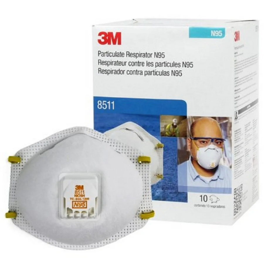 3M 8511 N95 Industrial Respirator with Cool Flow Valve – 10/Box, New