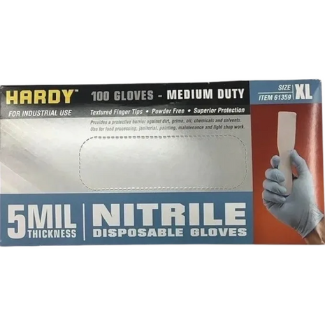 Hardy 5 Mil Nitrile Powder-Free Gloves – Size XL, 100/Box